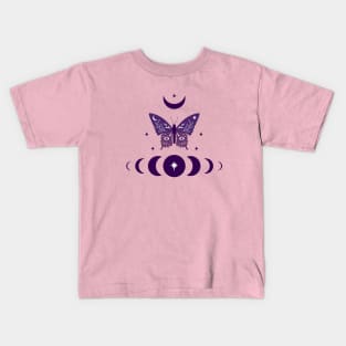 Design with magical butterfly and moon phases Kids T-Shirt